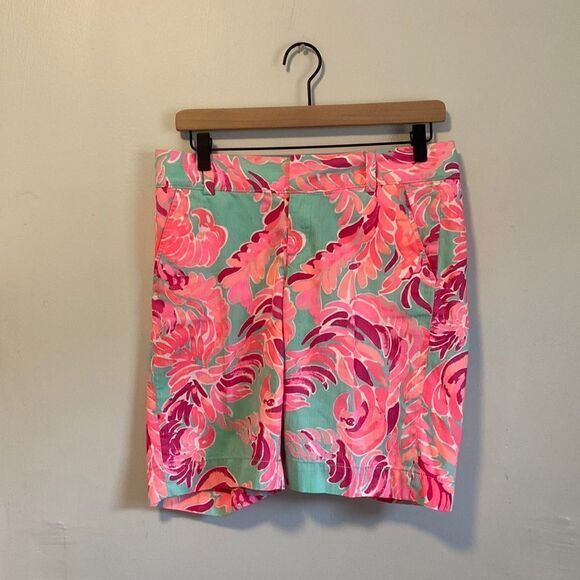 Lilly Pulitzer Pink & Blue Poolside Blue The Chipper Shorts Size 2 - Picture 1 of 10